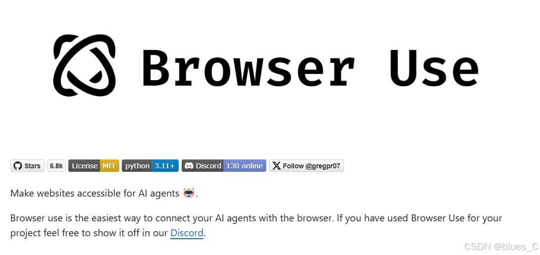 Browser-use GitHub页面