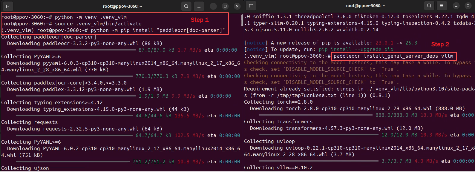 通过 PaddleOCR CLI 安装并启动 vLLM
